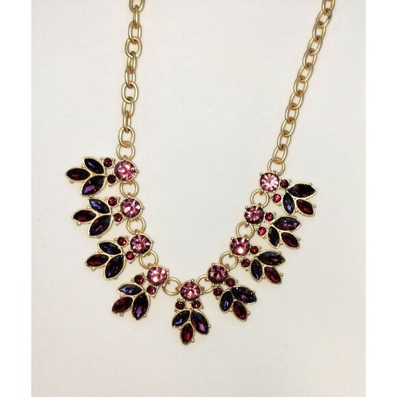 Saffora Designs Statement Necklace Pierced Earring Set Jewels Jewelry Faux Ruby - Picture 11 of 12